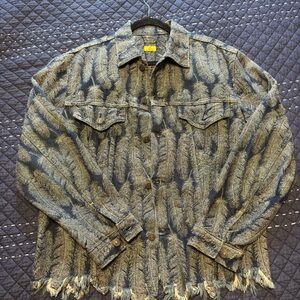 Kapital Feather Pattern Shirt Jacket in Black and Brown